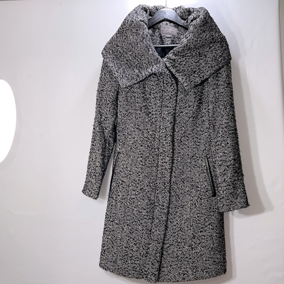 Cole Hana Woman Wool Blend Long Sleeve Wide Collar Side Pocket Lined Coat Size 6 - Picture 12 of 12